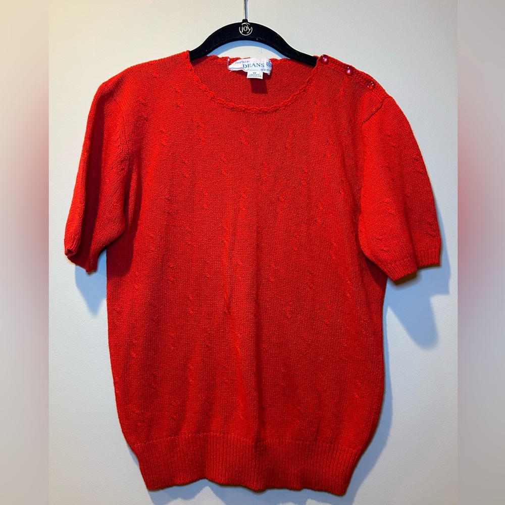 Vintage VTG Designed by Deans of Scotland Silk Blend Short Sleeve Sweater Size M